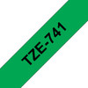 Brother TZ-741 Laminated 18mm x 8m -  Black printing on Green Tape