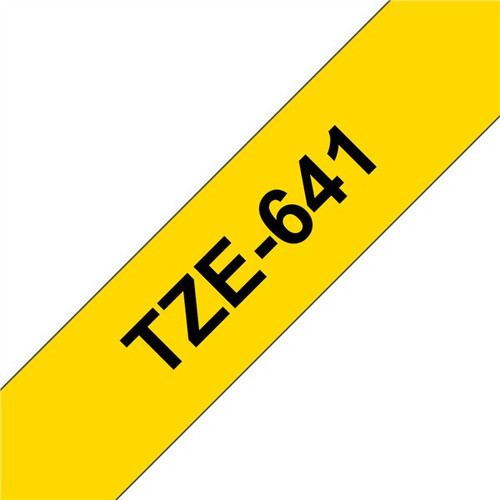 Brother TZ-641 Laminated 18mm x 8m -  Black printing on Yellow Tape
