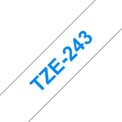 Brother TZ-243 Laminated 18mm x 8m -  Blue printing on White Tape