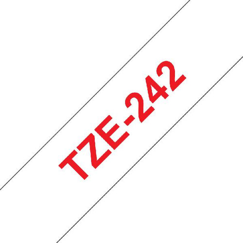 Brother TZ-242 Laminated 18mm x 8m -  Red printing on White Tape
