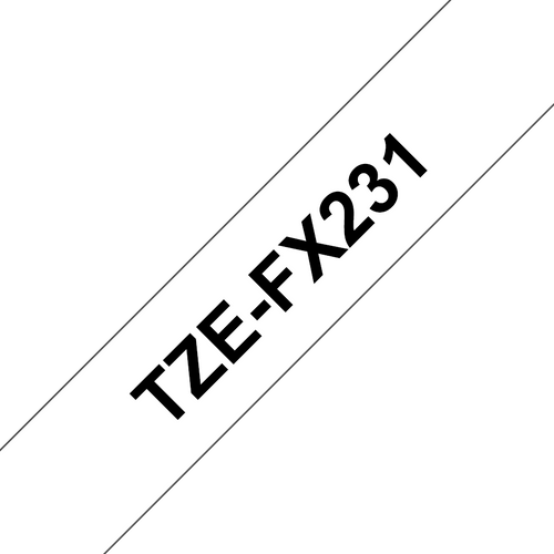 Brother TZe-FX231 Flexible Tape Black on White - 12mm x 8 meters