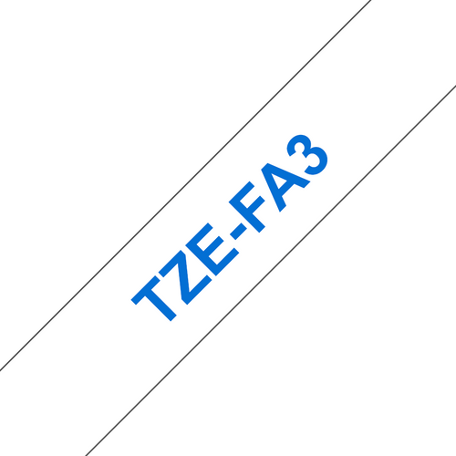 Brother TZe-FA3 Fabric Tape Blue on White - 12mm x 3 meters