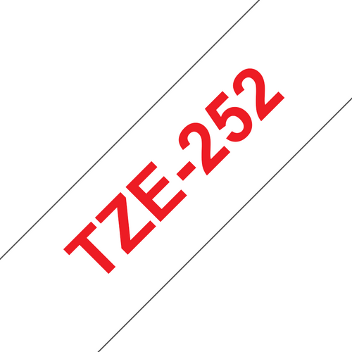 Brother TZe-252 24mm X 8 Metre Labelling Tape, Red on White Tape