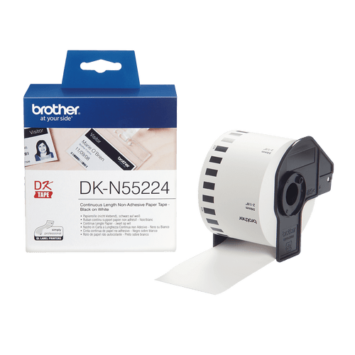 Brother DKN55224 White Non Adhesive Continuous Roll 54mm x 30.48mm