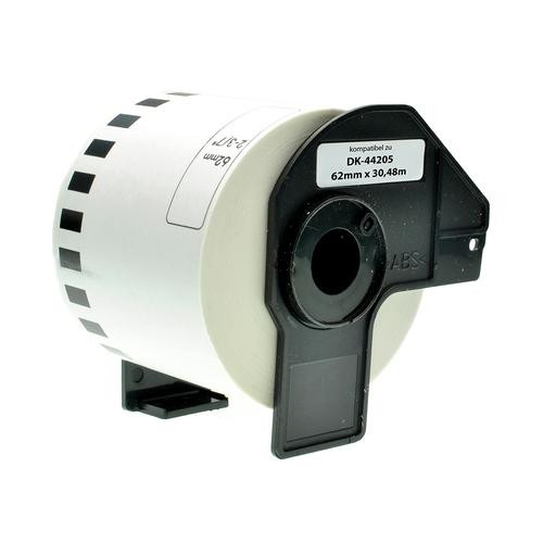Compatible Brother DK44205 Label Removable White continuous Paper Roll 62mm wide x 30.48 metres long