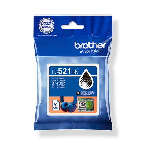 Brother LC521BK Genuine Brother Ink Cartridge – Black 500 Pages
