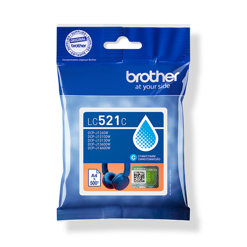 Brother LC521C Genuine Brother Ink Cartridge – Cyan 500 Pages