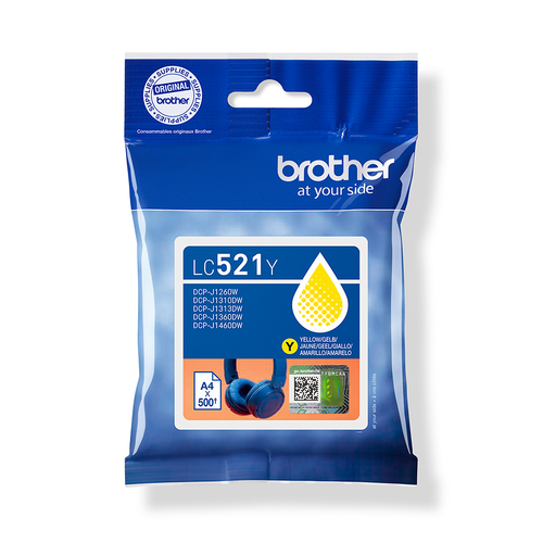 Brother LC521Y Genuine Brother Ink Cartridge – Yellow 500 Pages