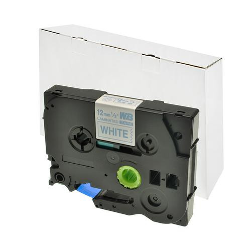 Compatible Brother TZe-233 Laminated 12mm x 8m - Blue printing on White Tape