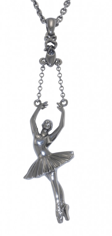 Ballerina Releve Arms 5th Pendant - Hematite Plated