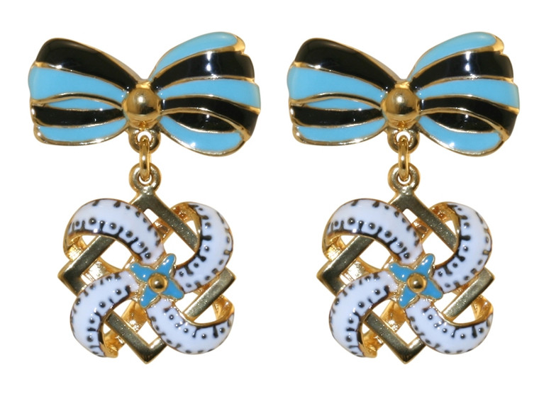 Blue Bow Motifs Earrings