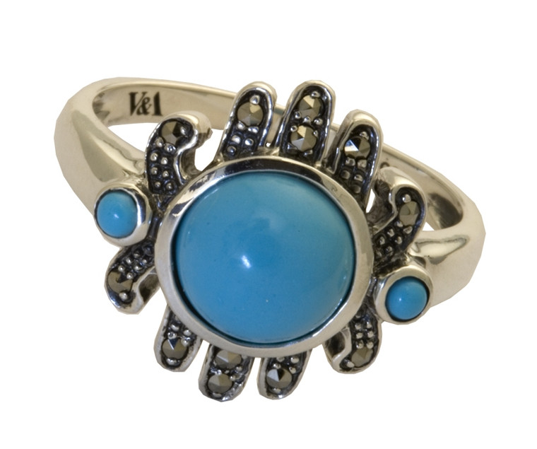 Silver Art Deco Turquoise Ring