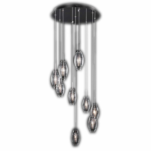 120V 9 Light Designer Polished Chrome Hanging Chandelier - Wrap