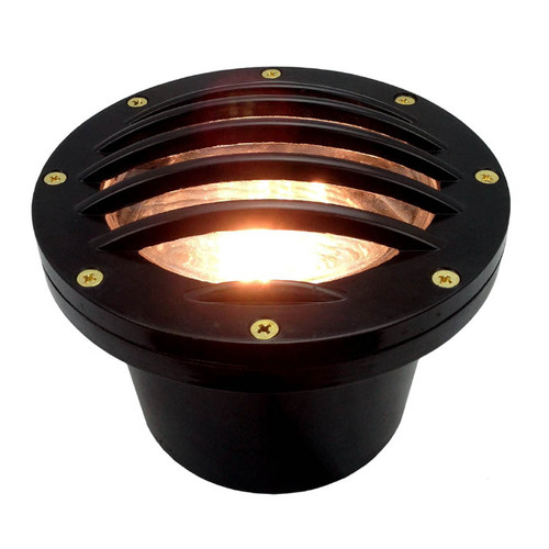 12V LED Composite Adjustable Enclosed In Ground Well Light w/ Curved Grill Cover - LEDGC4B-CG