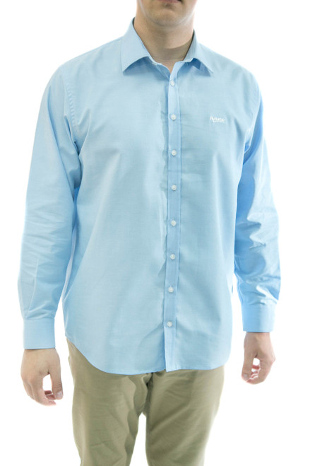 Men's Light Blue Long-sleeved Collared Shirts