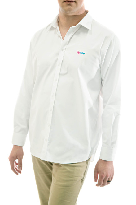 Men's White Long-sleeved Collared Shirts