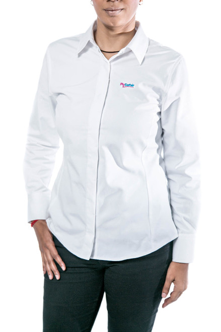 Ladies White Long-sleeved Collared Shirts