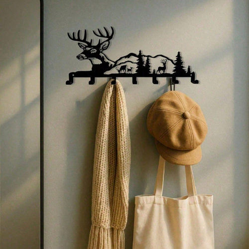 CIFbuy Bohemian Deer Key Holder Wall Organizer 5 Hook Entryway Decor Holiday Gift