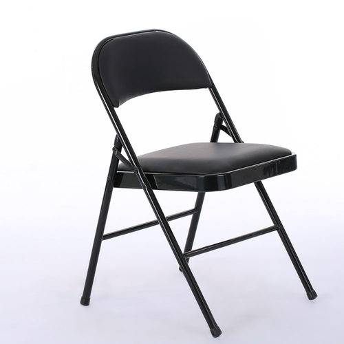 6pcs Elegant Foldable Iron & PVC Chairs for Convention & Exhibition Black