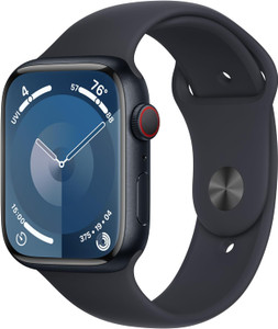 Apple Watch Series 9 (GPS + Cellular) 45mm Midnight Aluminium Case with Midnight Sport Band S/M (140-190mm wrist)