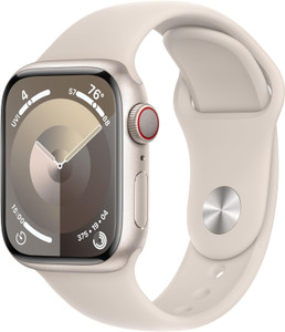 Apple Watch Series 9 (GPS + Cellular) 41mm Starlight Aluminium Case with Starlight Sport Band M/L (145-200mm wrist)