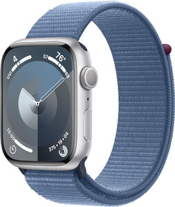 Apple Watch Series 9 (GPS) 45mm Silver Aluminium Case with Winter Blue Sport Loop (145-220mm wrist)