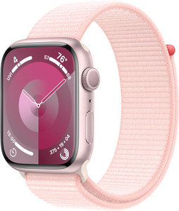 Apple Watch Series 9 (GPS) 45mm Pink Aluminium Case with Pink Sport Loop (145-220mm wrist)