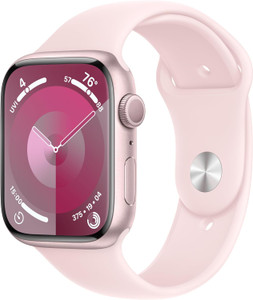 Apple Watch Series 9 (GPS) 45mm Pink Aluminium Case with Pink Sport Band M/L (160-210mm wrist)