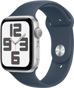 Apple Watch SE (GPS) 44mm Silver Aluminium Case with Storm Blue Sport Band S/M (140-190mm wrist)