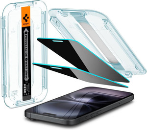 Spigen Screen Protector TR EZ fit (Privacy) for Apple iPhone 16 | 15 - Transparency