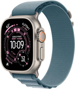 Apple Watch Ultra 3 (GPS + Cellular) 49mm Natural Titanium Case with Light Blue Alpine Medium Band (145-190mm) - 2025