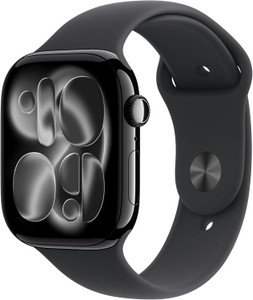 Apple Watch Series 11 (GPS) 46mm Jet Black Aluminium Case with Black Sport Band M/L - 2025