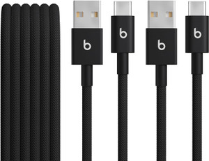 Beats USB-A to USB-C Woven Cable (2-Pack) 5ft | 1.5m - Bolt Black