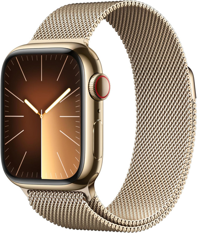 Apple Watch Series 9 (GPS + Cellular) 41mm Gold Stainless Steel Case with Gold Milanese Loop (130-180mm wrist)