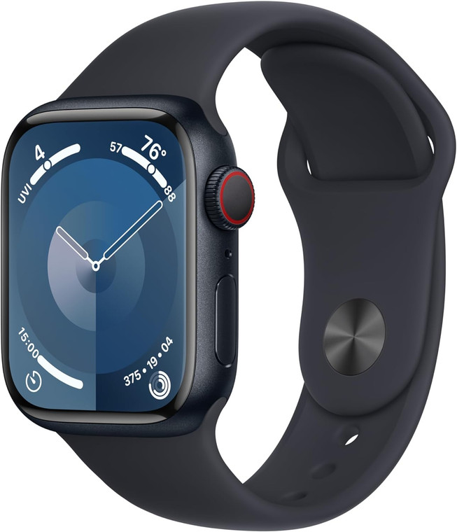 Apple Watch Series 9 (GPS + Cellular) 41mm Midnight Aluminium Case with Midnight Sport Band M/L (145-200mm wrist)