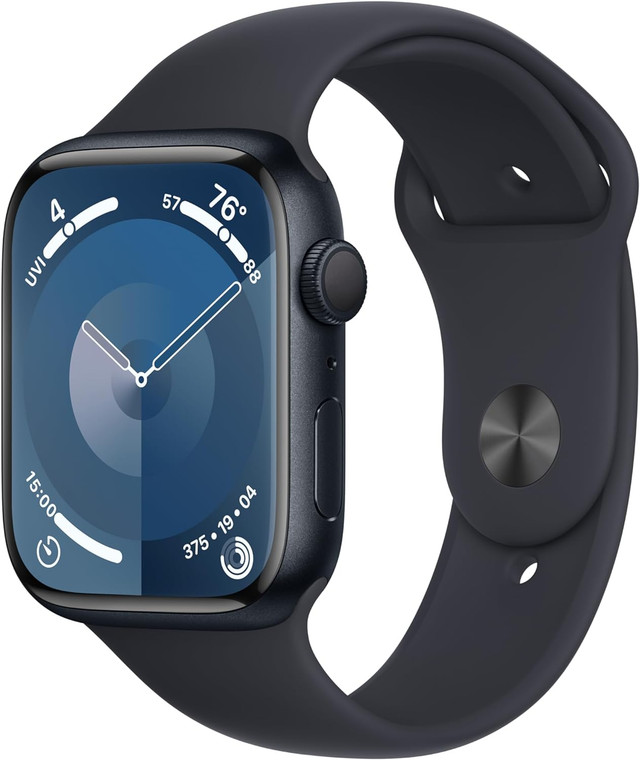 Apple Watch Series 9 (GPS) 45mm Midnight Aluminium Case with Midnight Sport Band S/M (140-190mm wrist)
