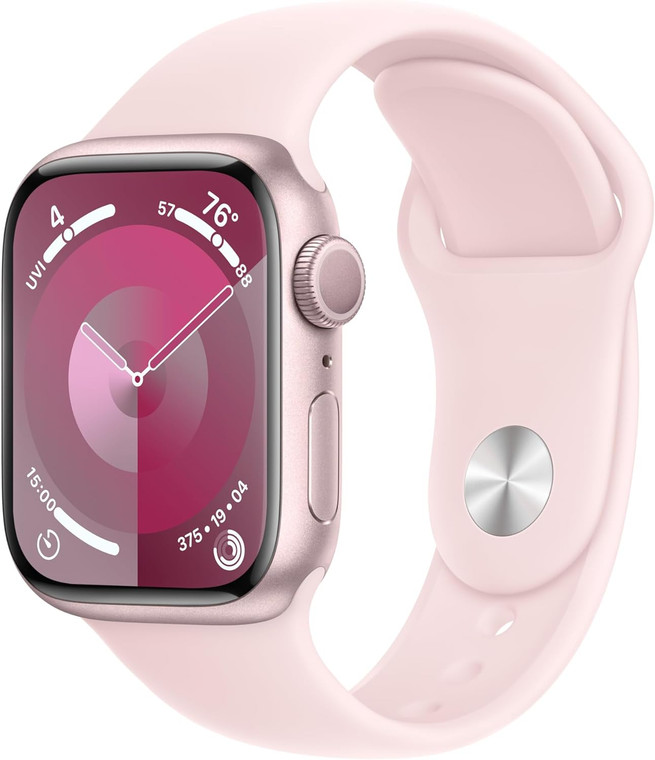 Apple Watch Series 9 (GPS) 41mm Pink Aluminium Case with Pink Sport Band S/M (130-180mm wrist)
