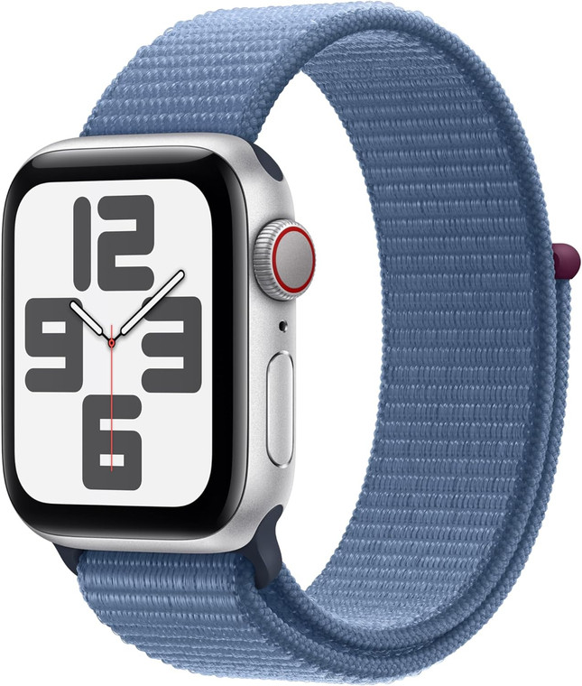 Apple Watch SE (GPS + Cellular) 40mm Silver Aluminium Case with Winter Blue Sport Loop (130-200mm wrist)