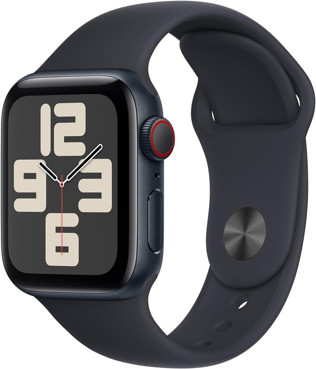 Apple Watch SE (GPS + Cellular) 40mm Midnight Aluminium Case with Midnight Sport Band M/L (150-200mm wrist)