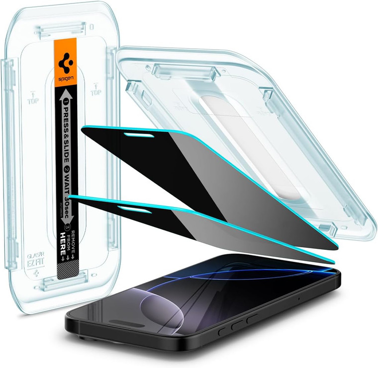 Spigen Glas.tR EZ Fit (Privacy) for Apple iPhone 16 Pro Max - Transparency