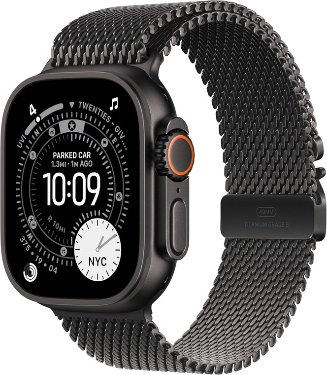 Apple Watch Ultra 3 (GPS + Cellular) 49mm Black Titanium Case with Black Titanium Milanese Large Loop (180-210mm) - 2025