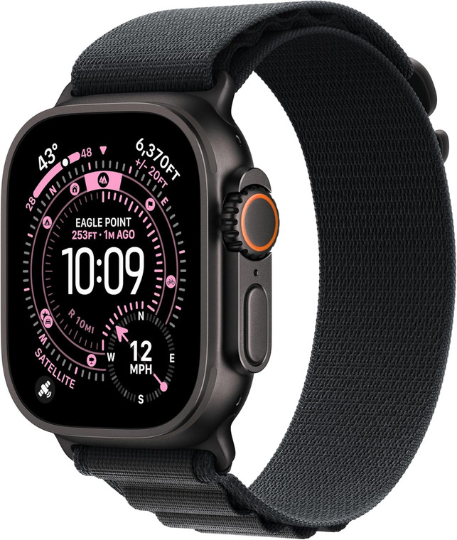 Apple Watch Ultra 3 (GPS + Cellular) 49mm Black Titanium Case with Black Alpine Small Band (130-160mm) - 2025