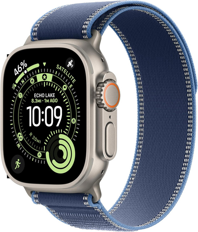 Apple Watch Ultra 3 (GPS + Cellular) 49mm Natural Titanium Case with Blue/Bright Blue Trail Loop M/L - 2025