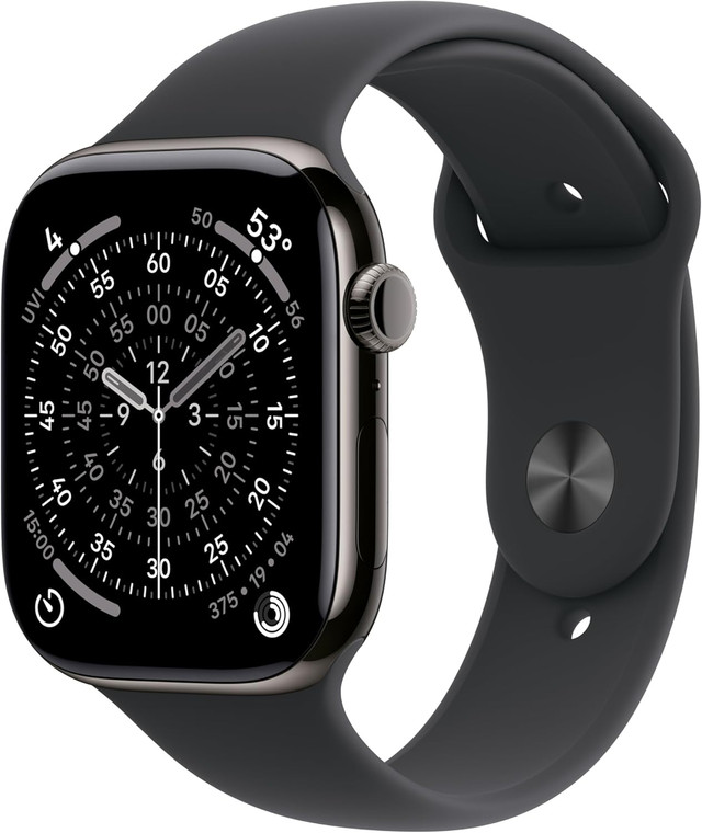 Apple Watch Series 11 (GPS + Cellular) 46mm Slate Titanium Case with Black Sport Band M/L - 2025