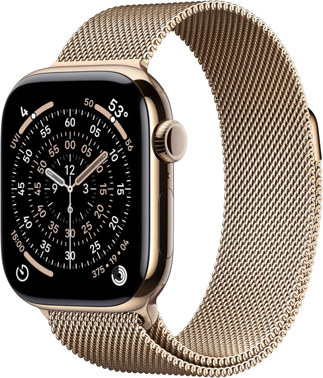 Apple Watch Series 11 (GPS + Cellular) 42mm Gold Titanium Case with Gold Milanese Loop S/M - 2025