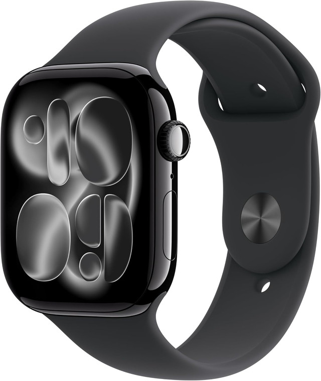 Apple Watch Series 11 (GPS) 46mm Jet Black Aluminium Case with Black Sport Band M/L - 2025