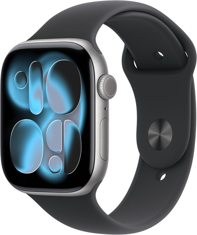 Apple Watch Series 11 (GPS) 46mm Space Gray Aluminium Case with Black Sport Band M/L - 2025