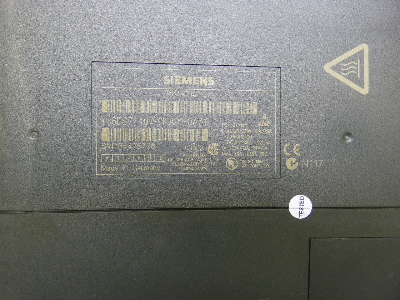 6ES7 407-0KA01-0AA0, 6ES7407-0KA01-0AA0 SIEMENS SIMATIC S7-400, Power supply 