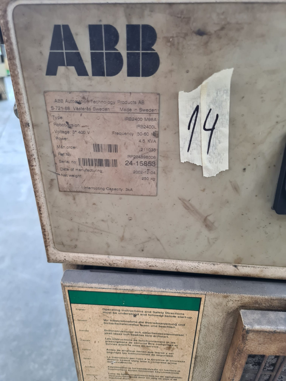 IRB2400L M98A ABB 2002 ROBOT CONTROLLER PANEL