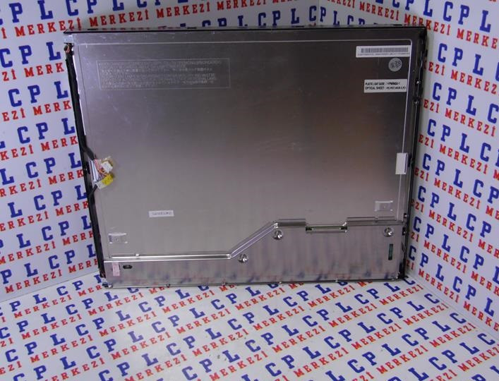Back view of the Sharp LQ190E1LW02 panel, displaying the model number sticker, connectors, and mounting points.